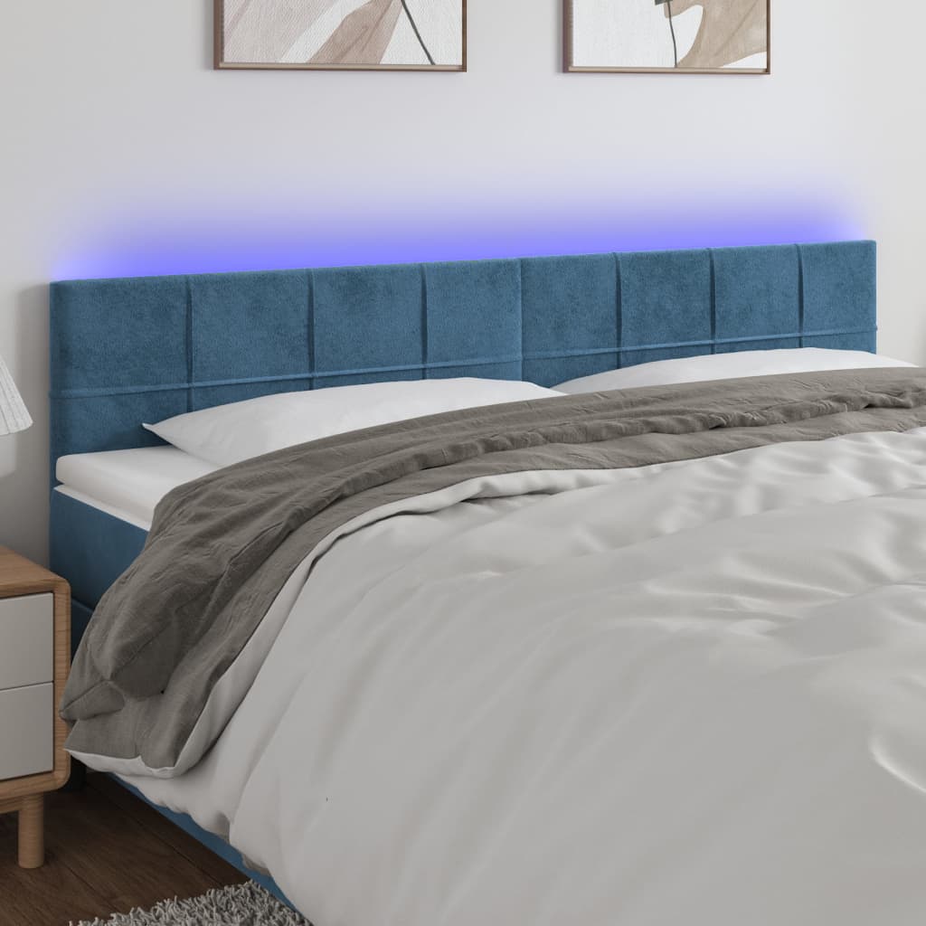 Tête de lit à LED Bleu foncé 180x5x78/88 cm Velours - XIOS
