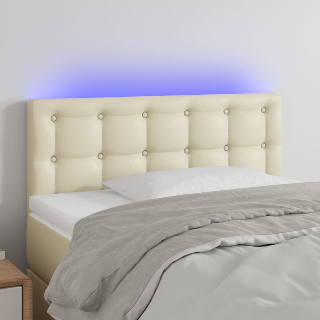 Tête de lit à LED Crème 100x5x78/88 cm Similicuir - XIOS