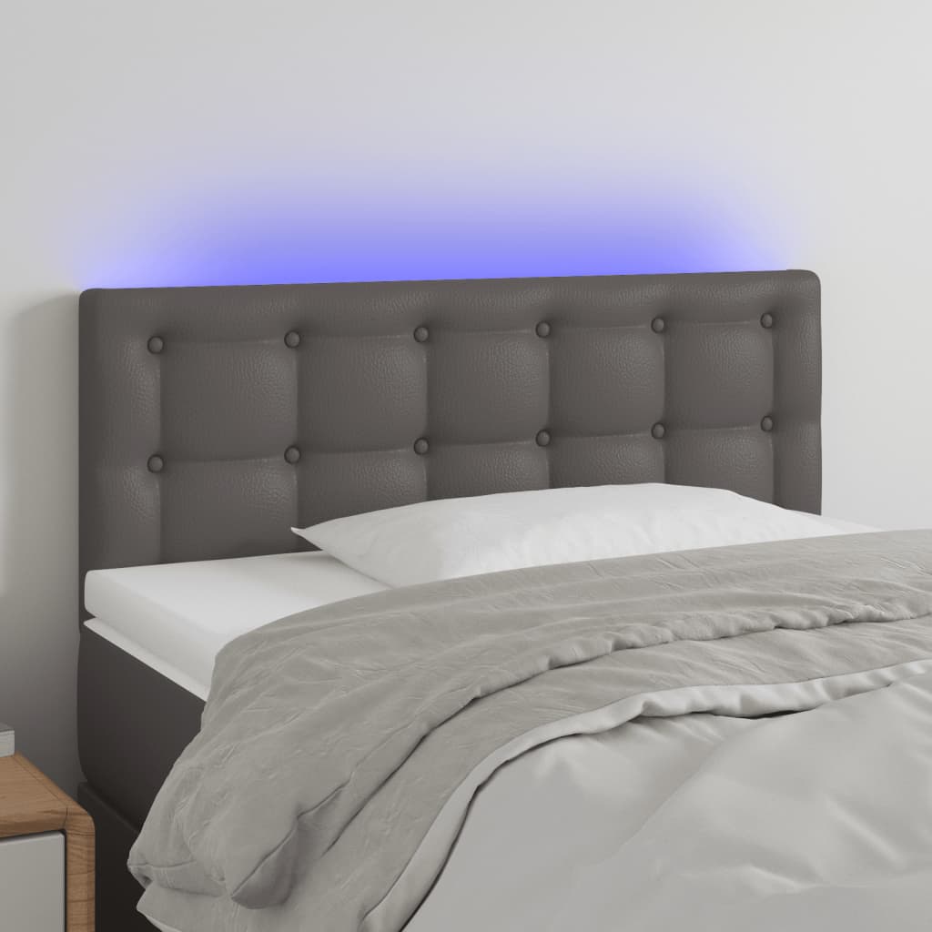 Tête de lit à LED Gris 100x5x78/88 cm Similicuir - XIOS
