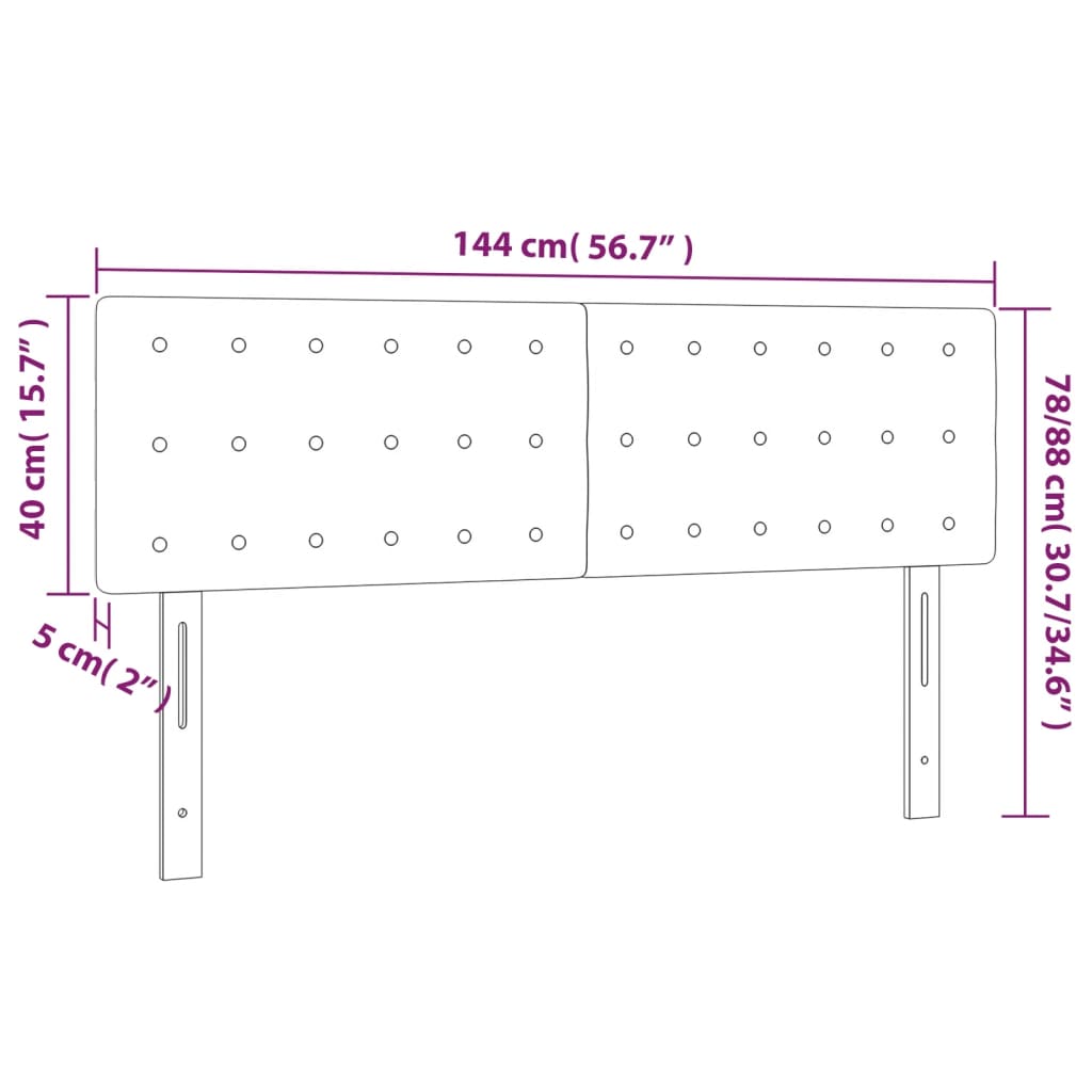 Tête de lit avec LED noir 144x5x78/88 cm similicuir - XIOS