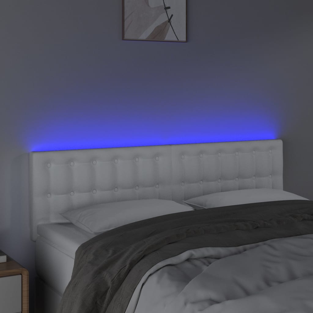 Tête de lit à LED Blanc 144x5x78/88 cm Similicuir - XIOS