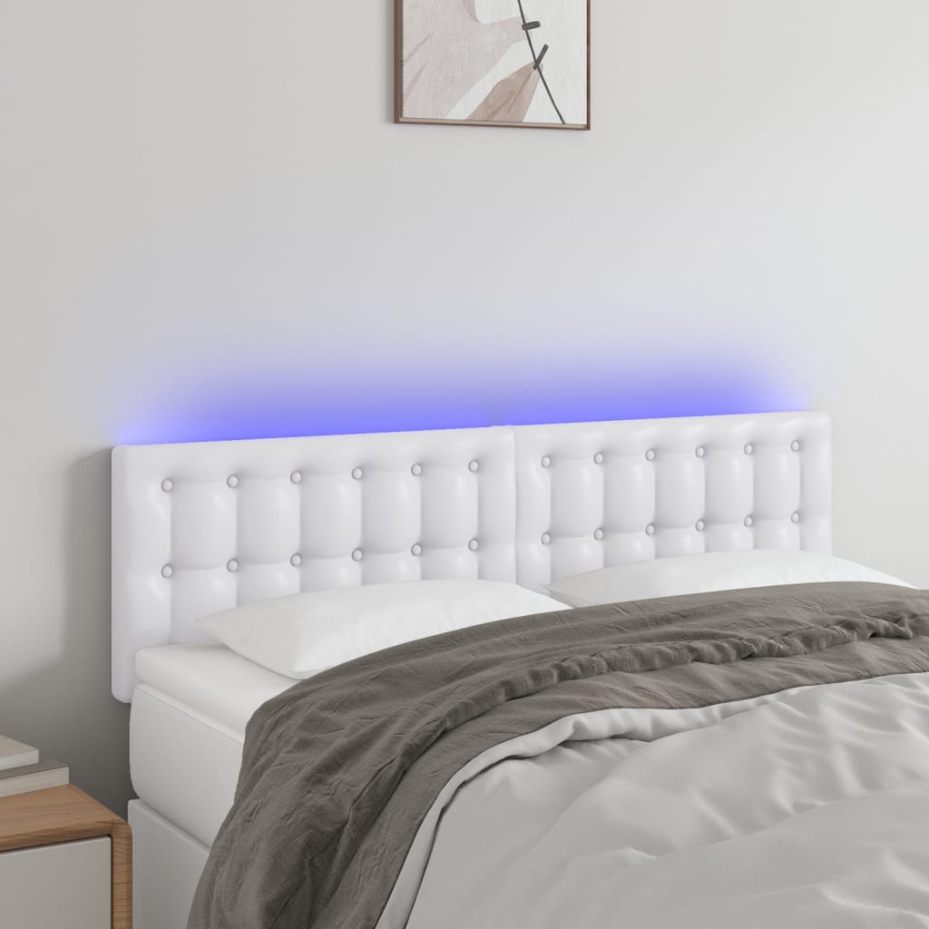 Tête de lit à LED Blanc 144x5x78/88 cm Similicuir - XIOS