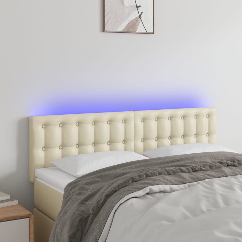 Tête de lit à LED Crème 144x5x78/88 cm Similicuir - XIOS