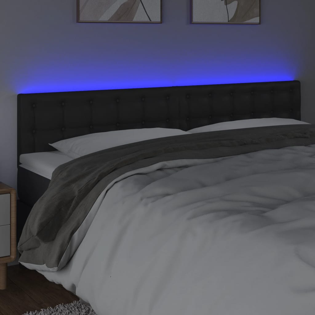 Tête de lit à LED Noir 160x5x78/88 cm Similicuir - XIOS