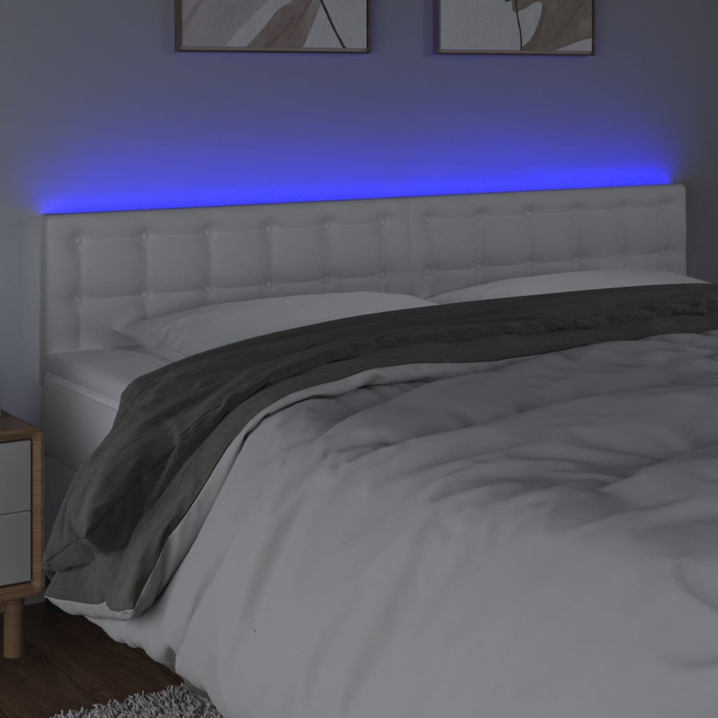Tête de lit à LED Blanc 180x5x78/88 cm Similicuir - XIOS