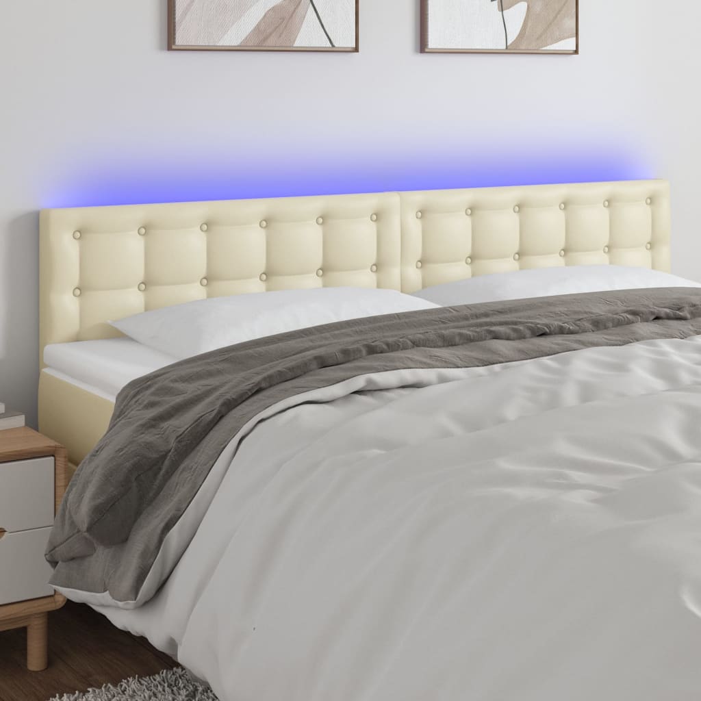 Tête de lit à LED Crème 180x5x78/88 cm Similicuir - XIOS