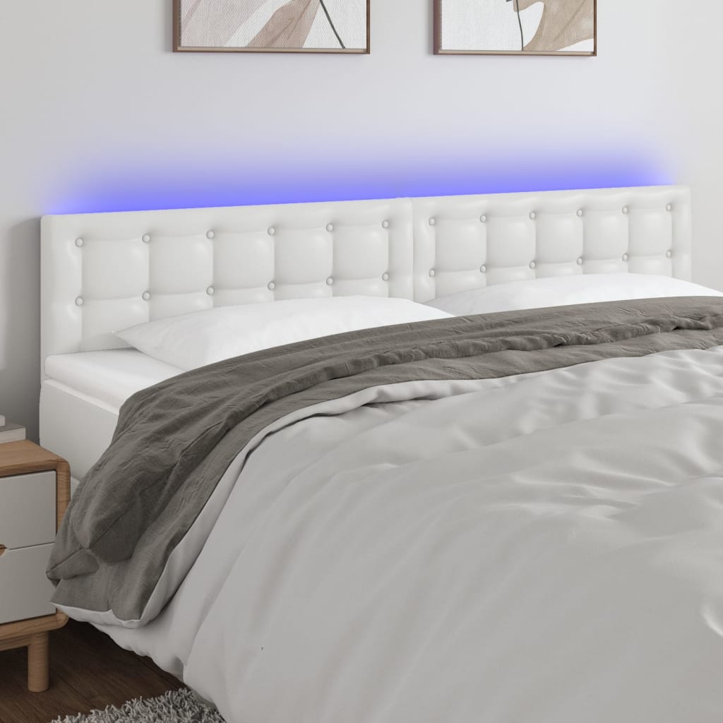 Tête de lit à LED Blanc 200x5x78/88 cm Similicuir - XIOS