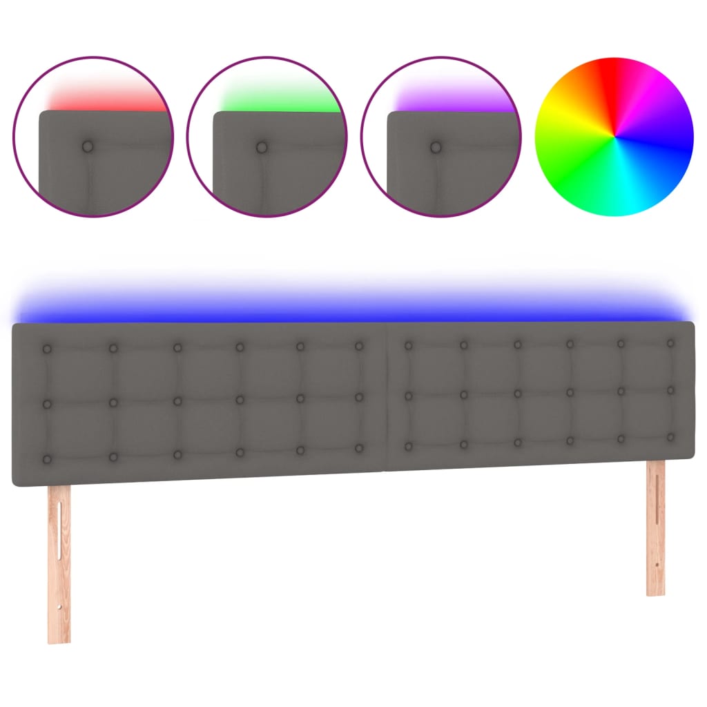 Tête de lit à LED Gris 200x5x78/88 cm Similicuir - XIOS