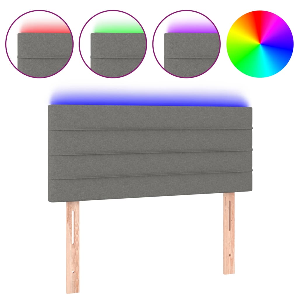 Tête de lit à LED Gris foncé 90x5x78/88 cm Tissu - XIOS