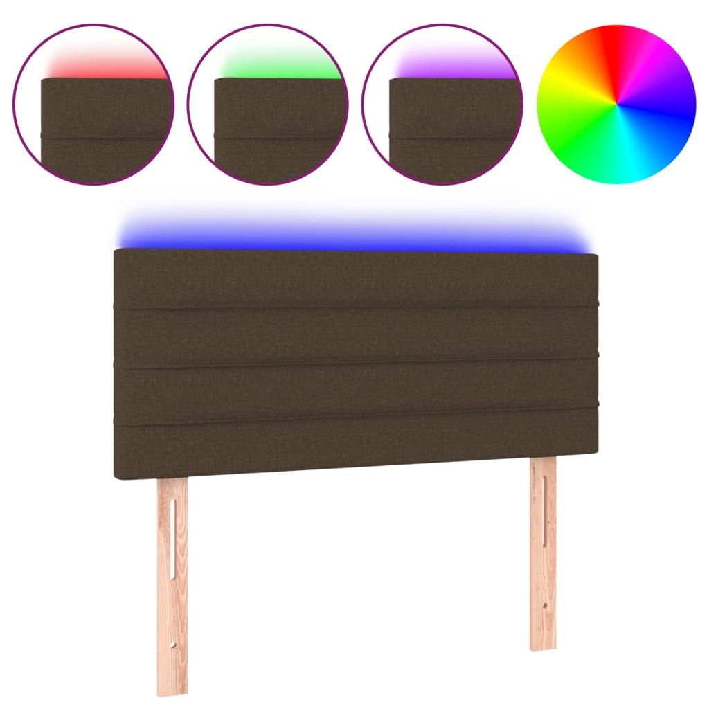 Tête de lit à LED Marron Foncé 90x5x78/88 cm Tissu - XIOS