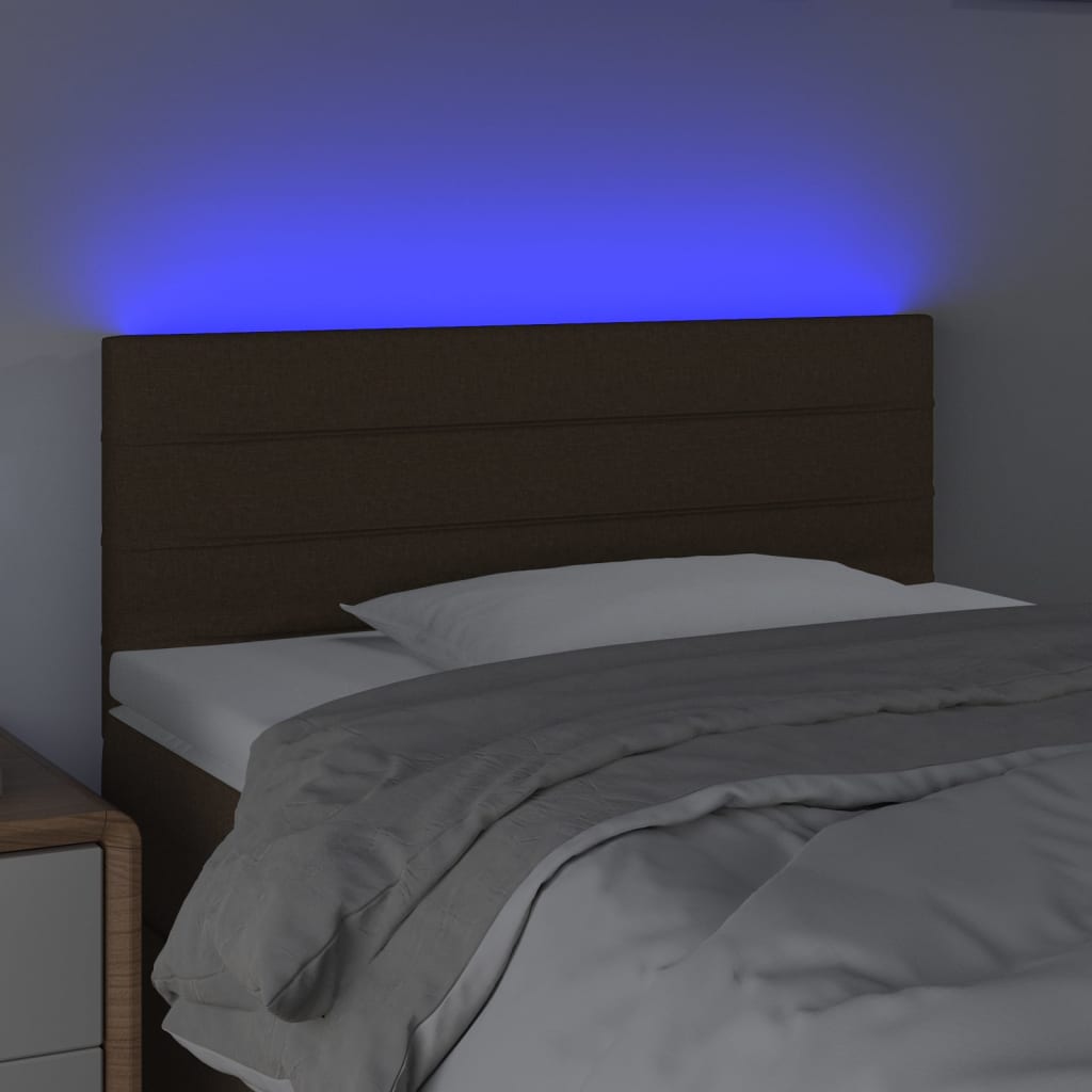 Tête de lit à LED Marron Foncé 90x5x78/88 cm Tissu - XIOS