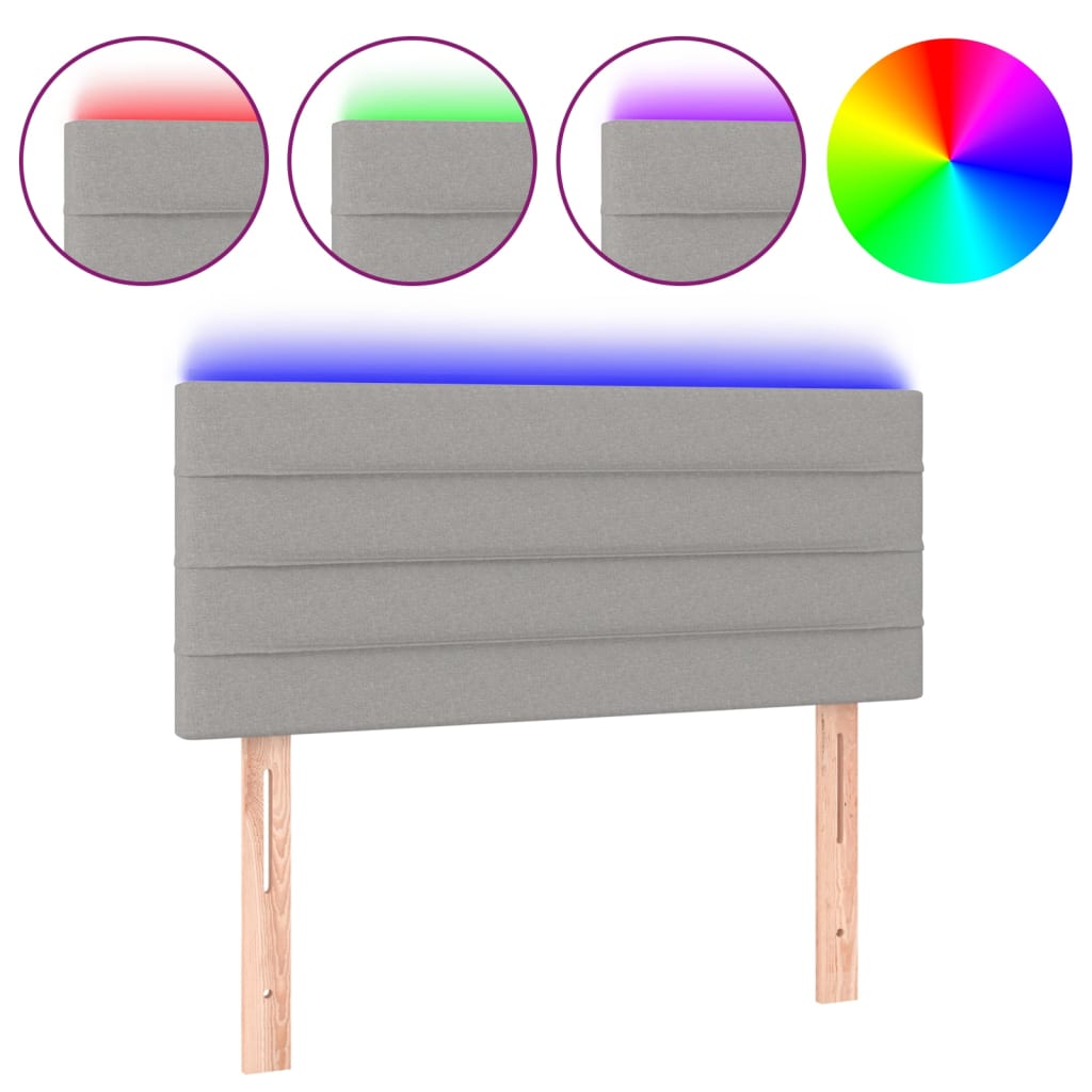 Tête de lit à LED Gris clair 100x5x78/88 cm Tissu - XIOS
