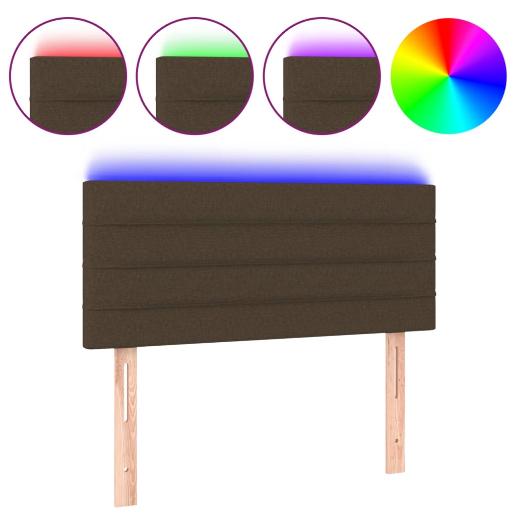 Tête de lit à LED Marron Foncé 100x5x78/88 cm Tissu - XIOS
