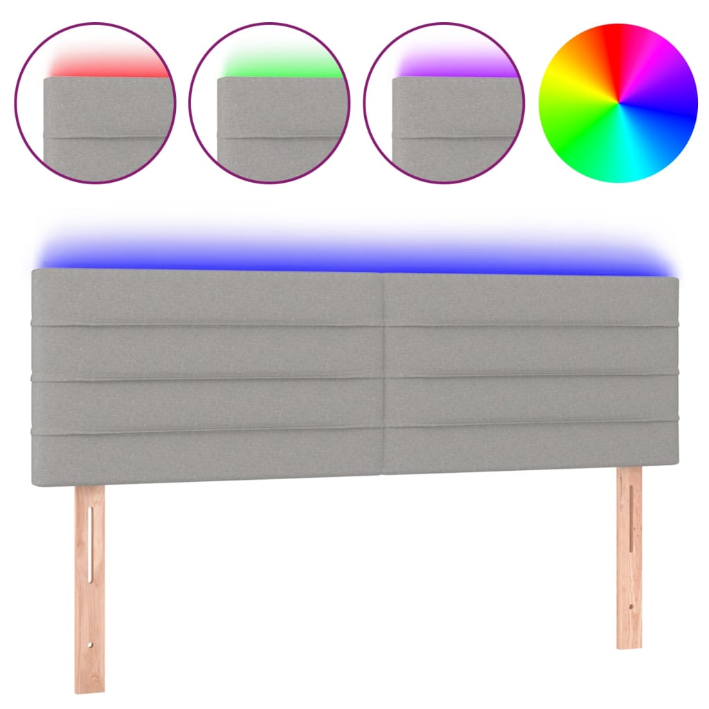 Tête de lit à LED Gris clair 144x5x78/88 cm Tissu - XIOS