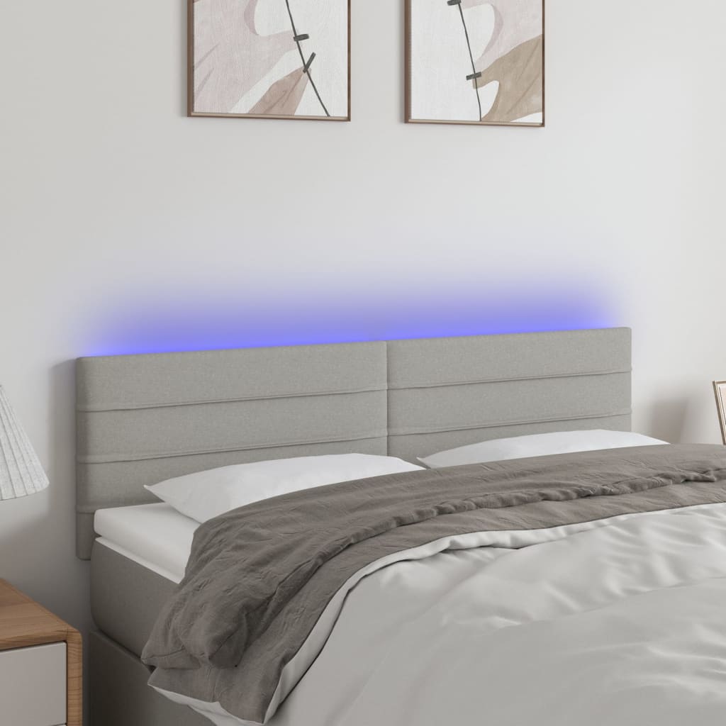 Tête de lit à LED Gris clair 144x5x78/88 cm Tissu - XIOS