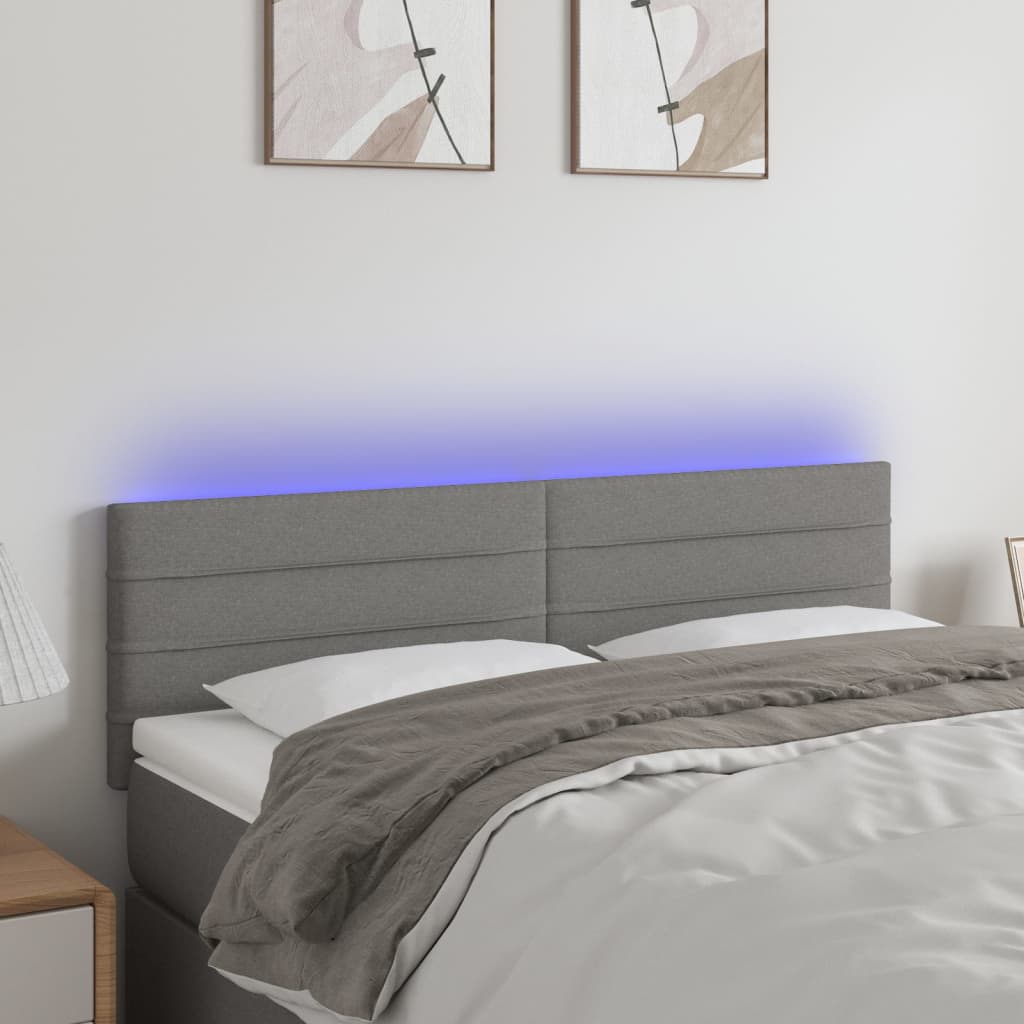 Tête de lit à LED Gris foncé 144x5x78/88 cm Tissu - XIOS