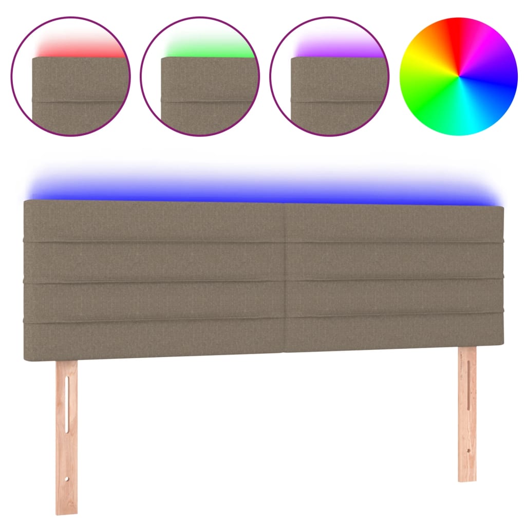 Tête de lit à LED Taupe 144x5x78/88 cm Tissu - XIOS