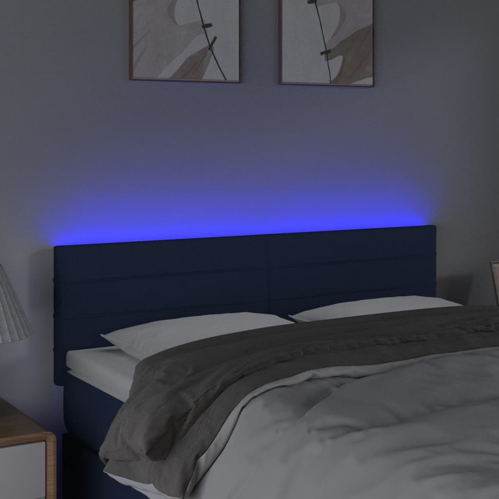 Tête de lit à LED Bleu 144x5x78/88 cm Tissu - XIOS