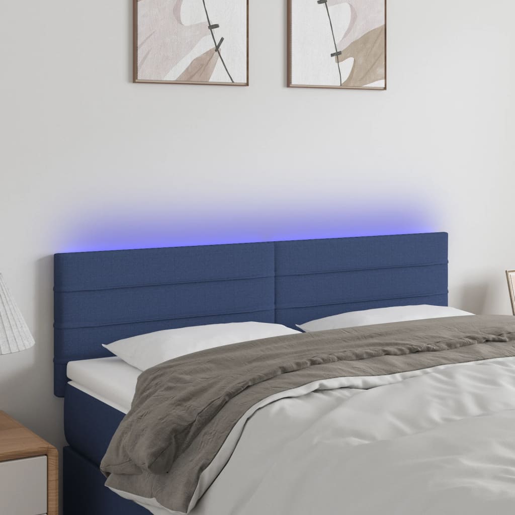 Tête de lit à LED Bleu 144x5x78/88 cm Tissu - XIOS