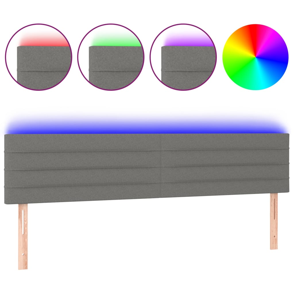 Tête de lit à LED Gris foncé 160x5x78/88 cm Tissu - XIOS