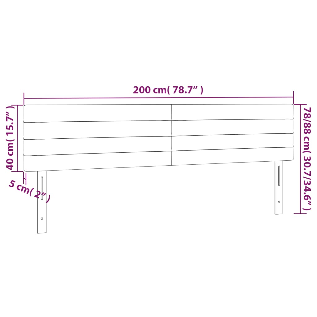 Tête de lit à LED Gris clair 200x5x78/88 cm Tissu - XIOS