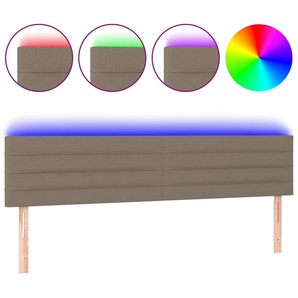 Tête de lit à LED Taupe 200x5x78/88 cm Tissu - XIOS