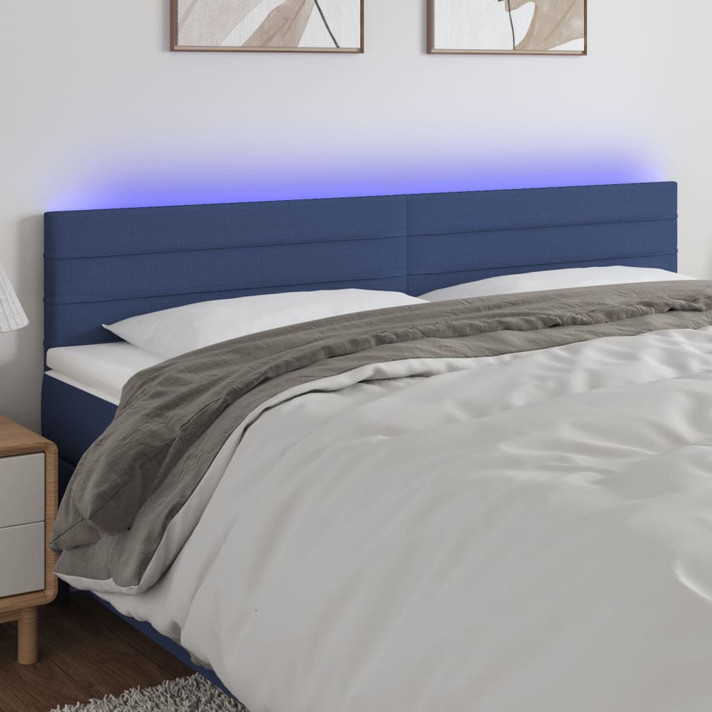 Tête de lit à LED Bleu 200x5x78/88 cm Tissu - XIOS