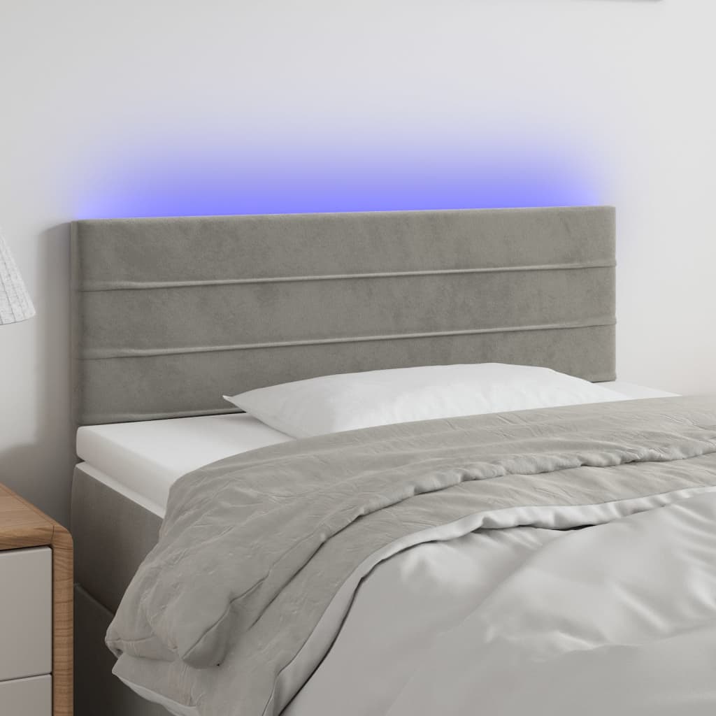 Tête de lit à LED Gris clair 90x5x78/88 cm Velours - XIOS