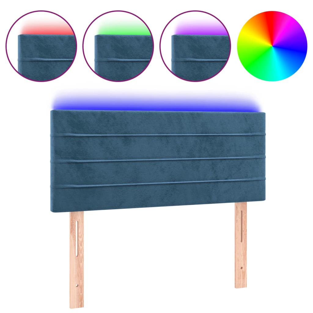 Tête de lit à LED Bleu foncé 90x5x78/88 cm Velours - XIOS
