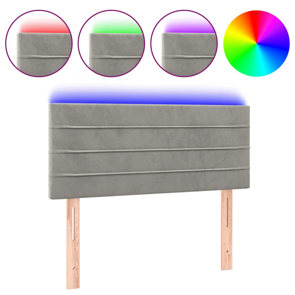 Tête de lit à LED Gris clair 100x5x78/88 cm Velours - XIOS