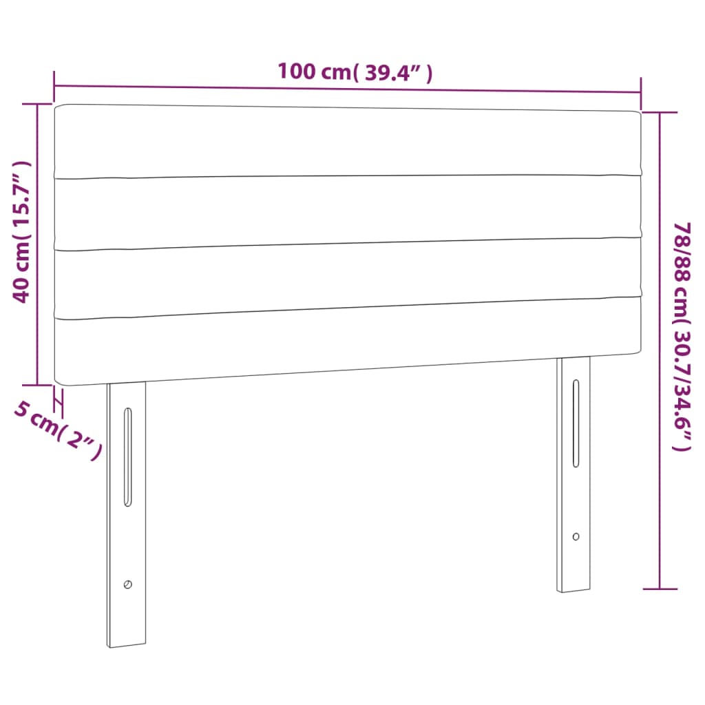 Tête de lit à LED Gris clair 100x5x78/88 cm Velours - XIOS