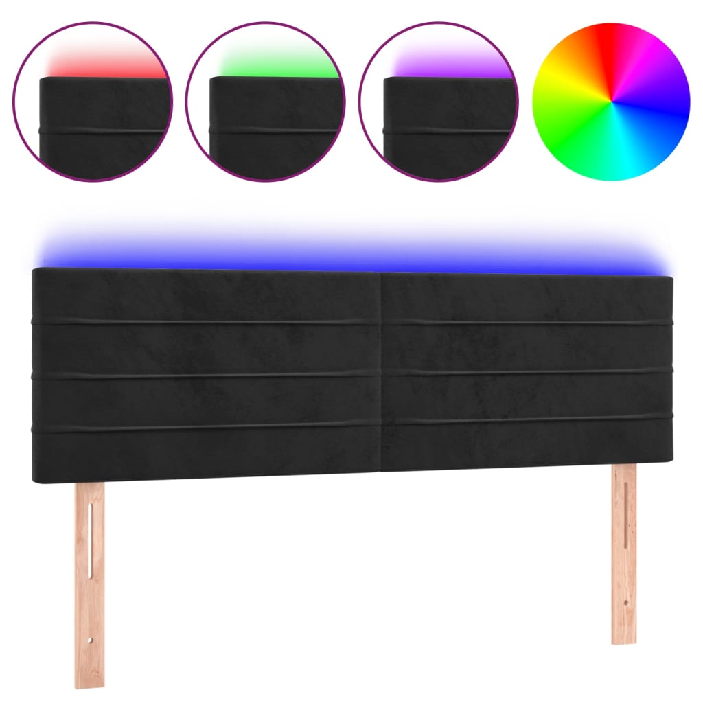 Tête de lit à LED Noir 144x5x78/88 cm Velours - XIOS