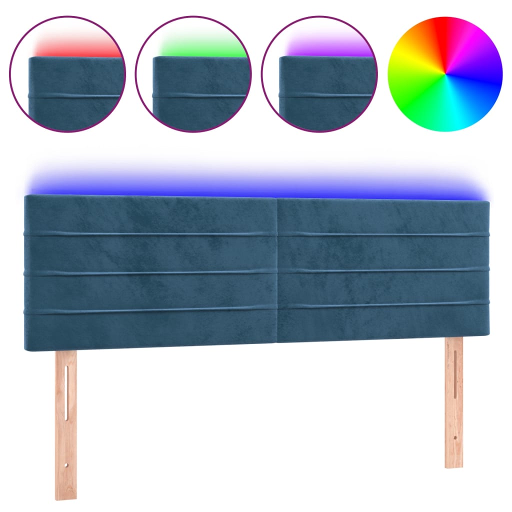 Tête de lit à LED Bleu foncé 144x5x78/88 cm Velours - XIOS