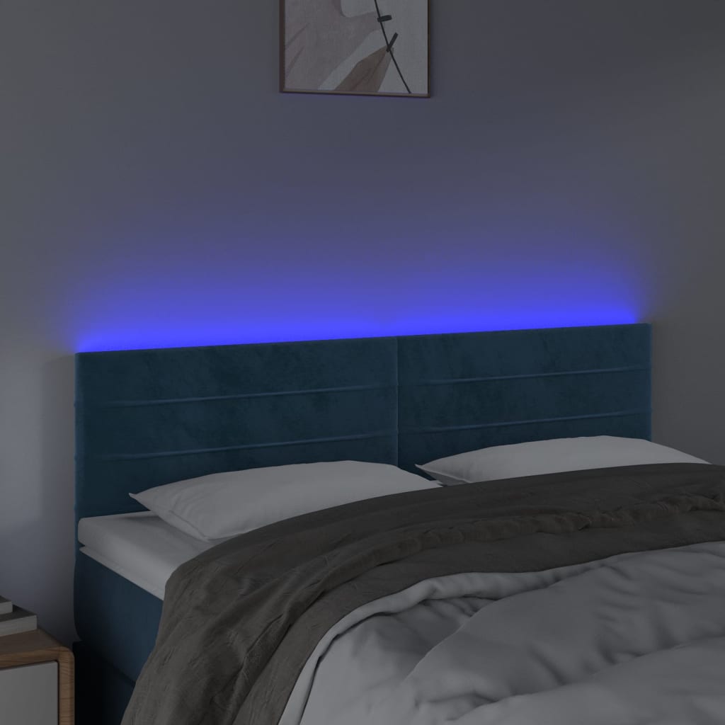 Tête de lit à LED Bleu foncé 144x5x78/88 cm Velours - XIOS