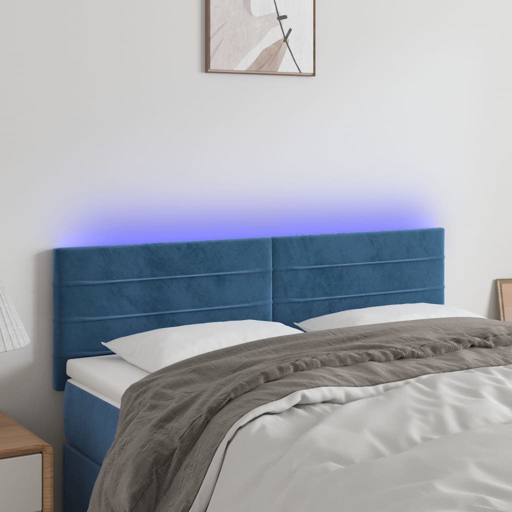 Tête de lit à LED Bleu foncé 144x5x78/88 cm Velours - XIOS