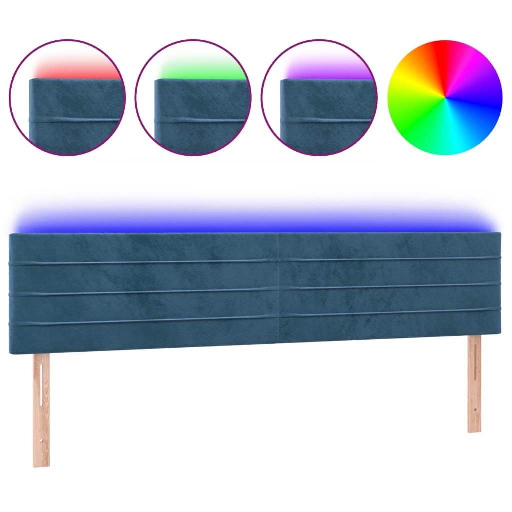 Tête de lit à LED Bleu foncé 160x5x78/88 cm Velours - XIOS
