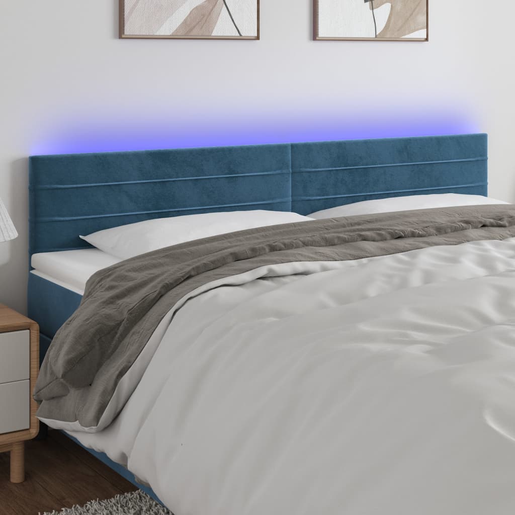 Tête de lit à LED Bleu foncé 160x5x78/88 cm Velours - XIOS