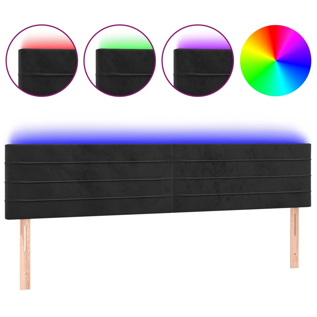 Tête de lit à LED Noir 200x5x78/88 cm Velours - XIOS