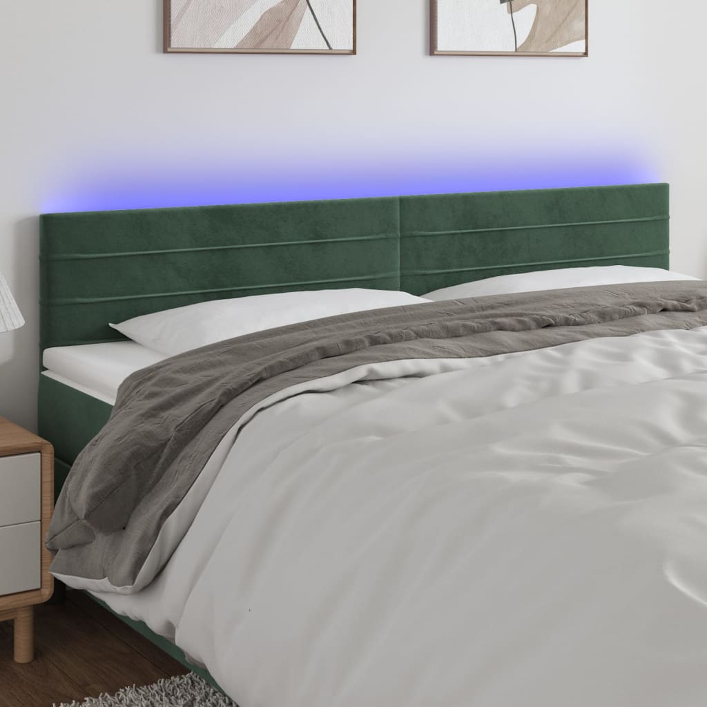 Tête de lit à LED Vert foncé 200x5x78/88 cm Velours - XIOS
