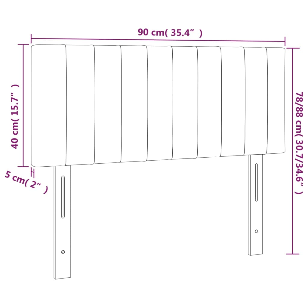 Tête de lit à LED Taupe 90x5x78/88 cm Tissu - XIOS