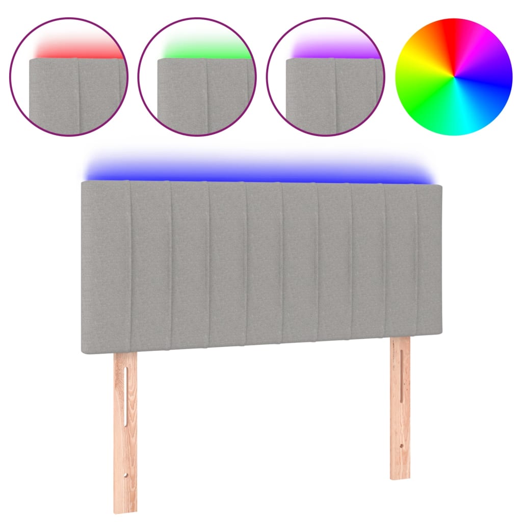 Tête de lit à LED Gris clair 100x5x78/88 cm Tissu - XIOS