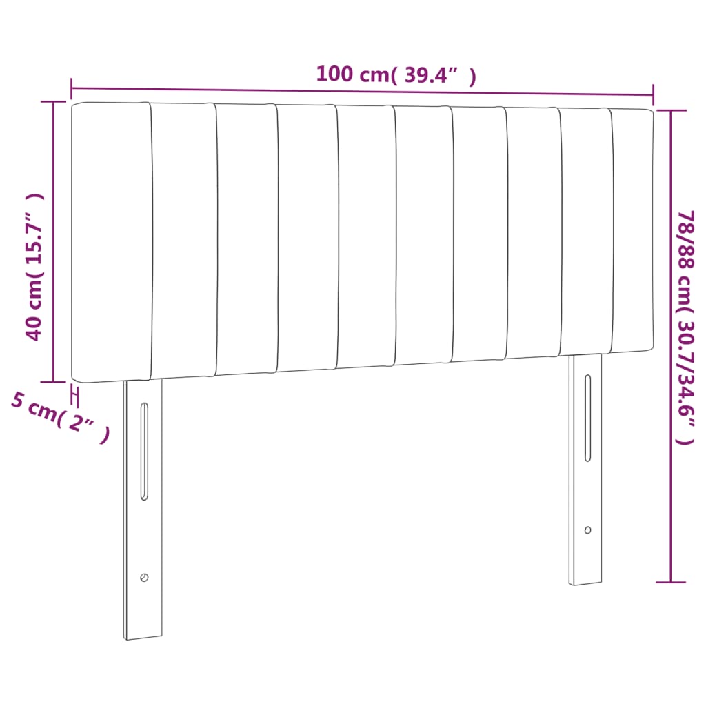 Tête de lit à LED Noir 100x5x78/88 cm Tissu - XIOS