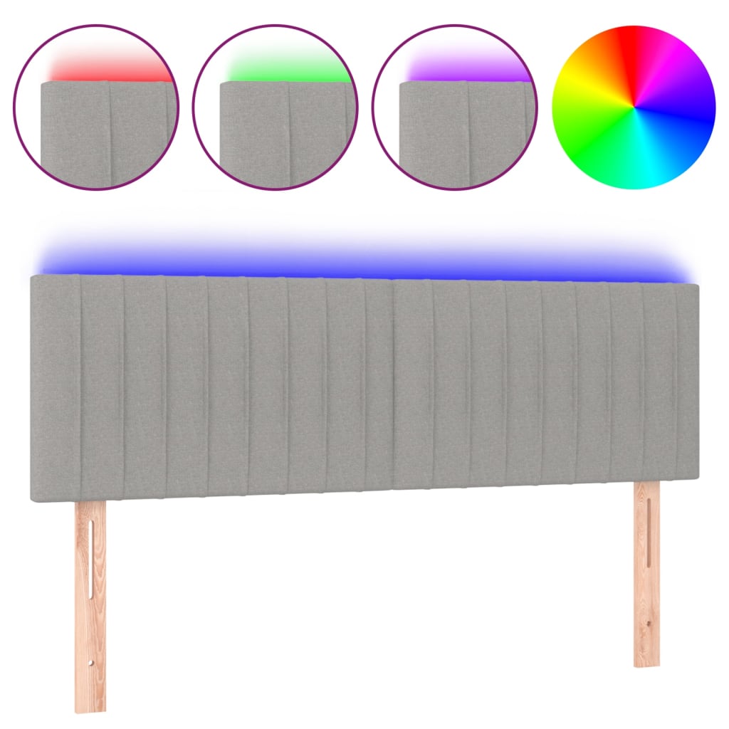 Tête de lit à LED Gris clair 144x5x78/88 cm Tissu - XIOS