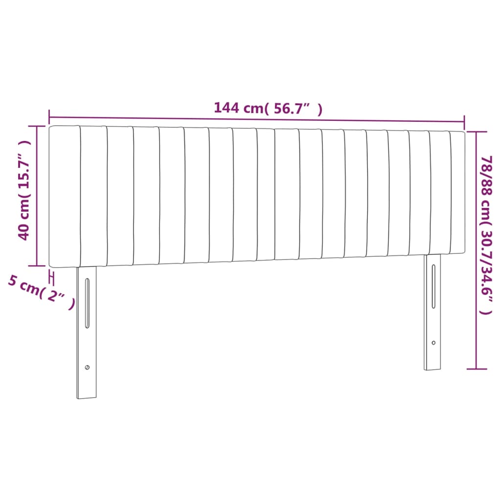 Tête de lit à LED Gris clair 144x5x78/88 cm Tissu - XIOS