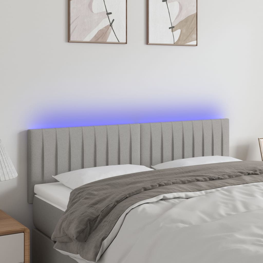 Tête de lit à LED Gris clair 144x5x78/88 cm Tissu - XIOS