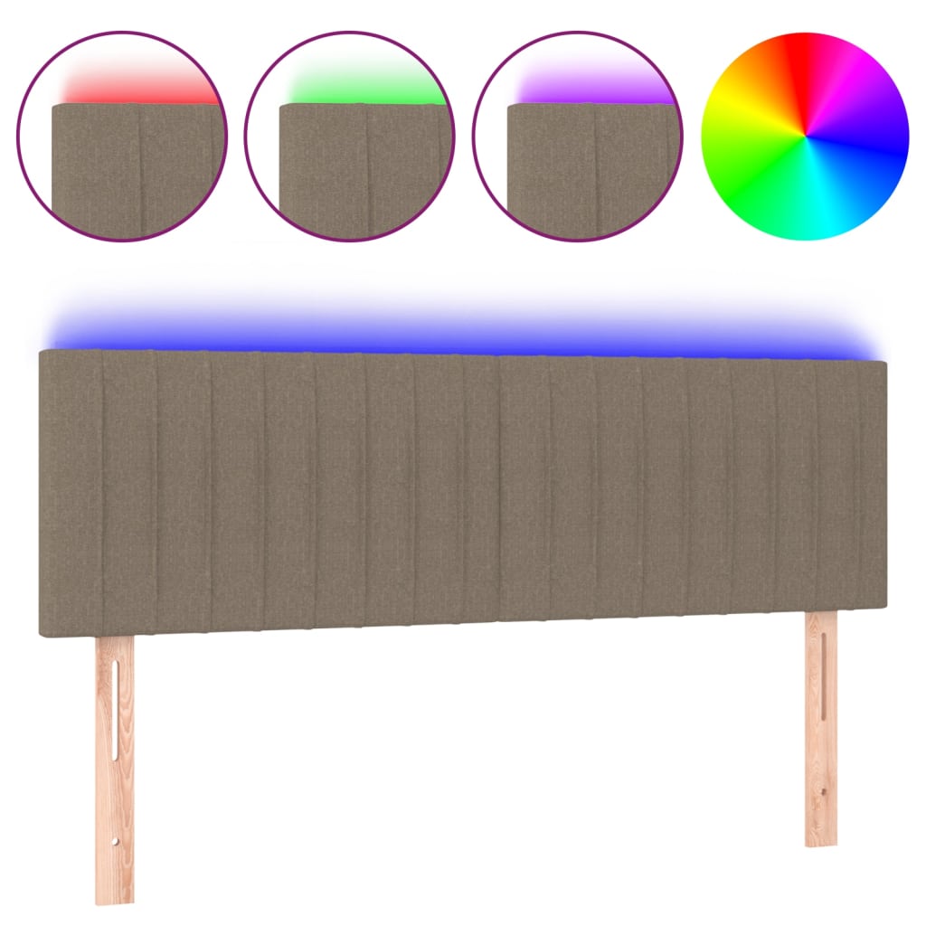 Tête de lit à LED Taupe 144x5x78/88 cm Tissu - XIOS