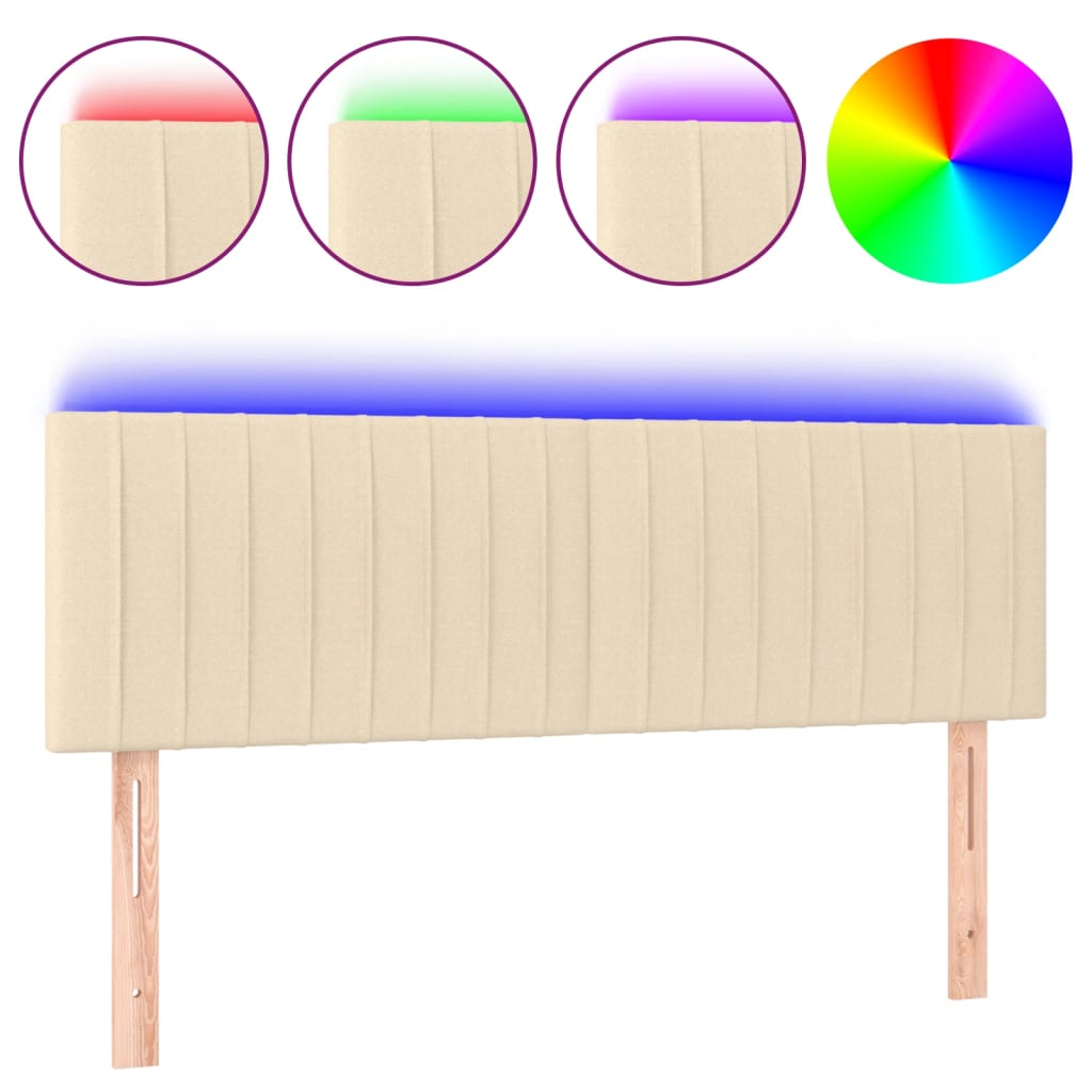 Tête de lit à LED Crème 144x5x78/88 cm Tissu - XIOS