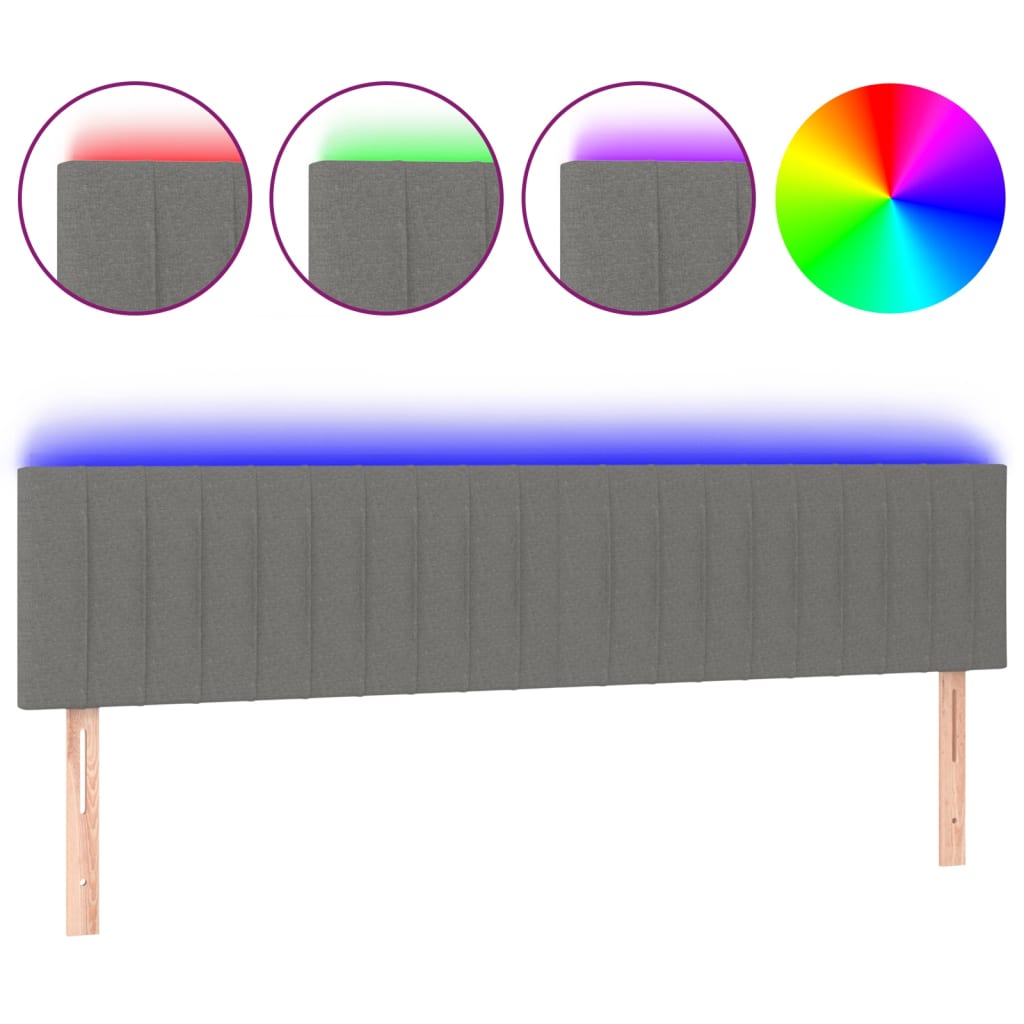 Tête de lit à LED Gris foncé 160x5x78/88 cm Tissu - XIOS