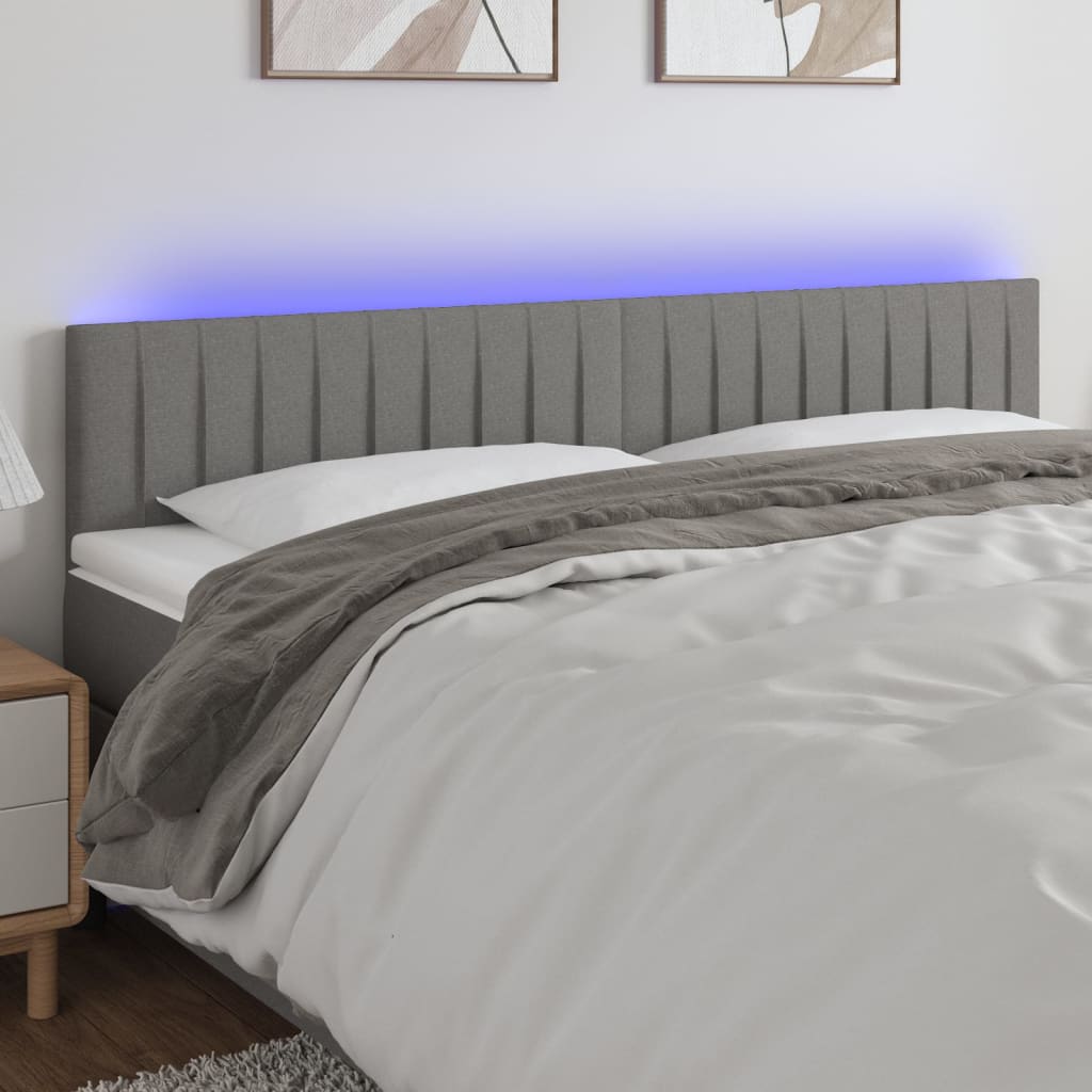 Tête de lit à LED Gris foncé 160x5x78/88 cm Tissu - XIOS