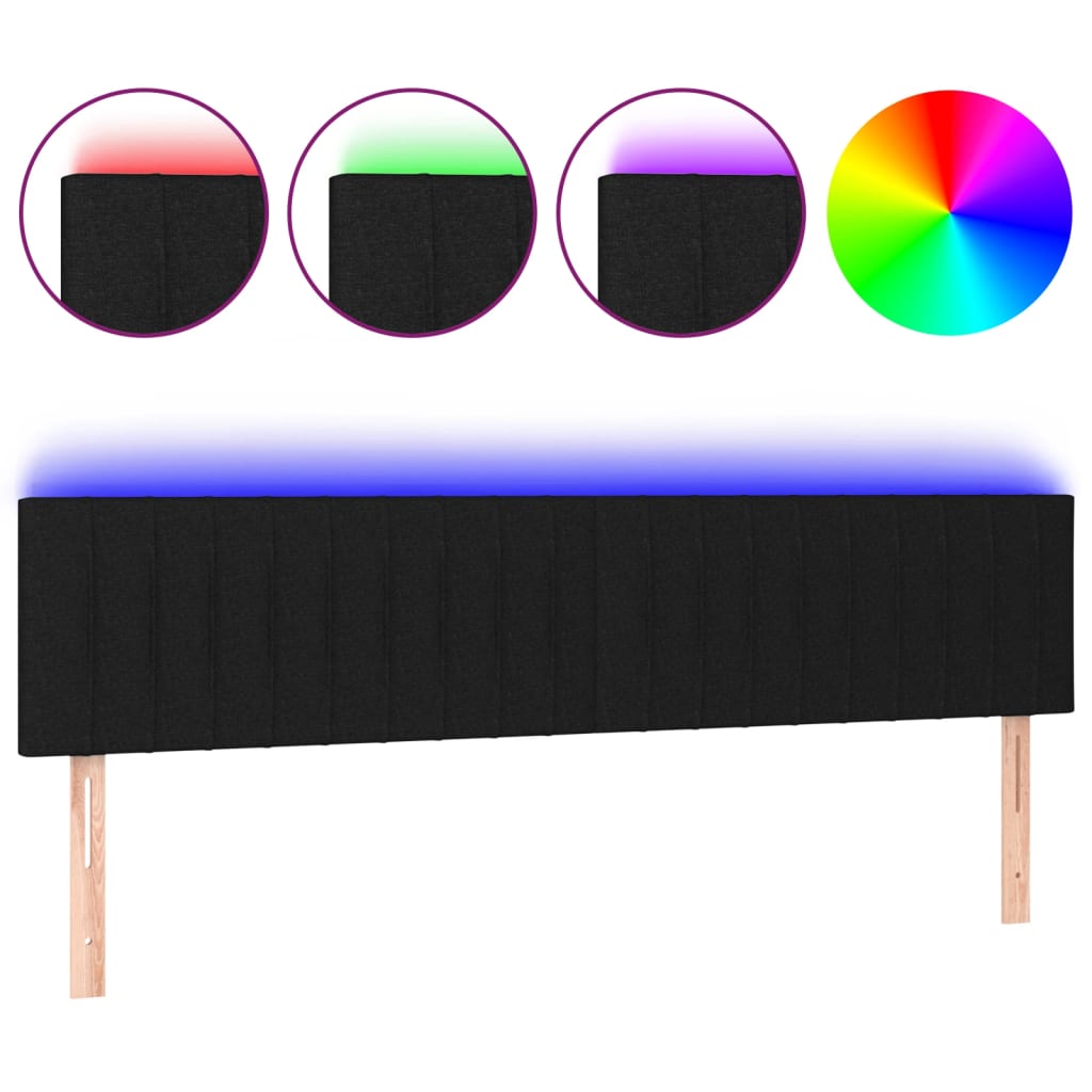 Tête de lit à LED Noir 160x5x78/88 cm Tissu - XIOS